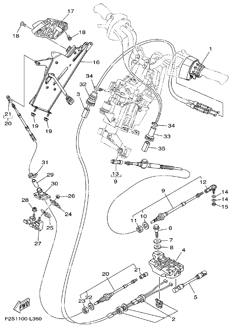 Yamaha FA1800A-M CONTROL CABLE parts diagram